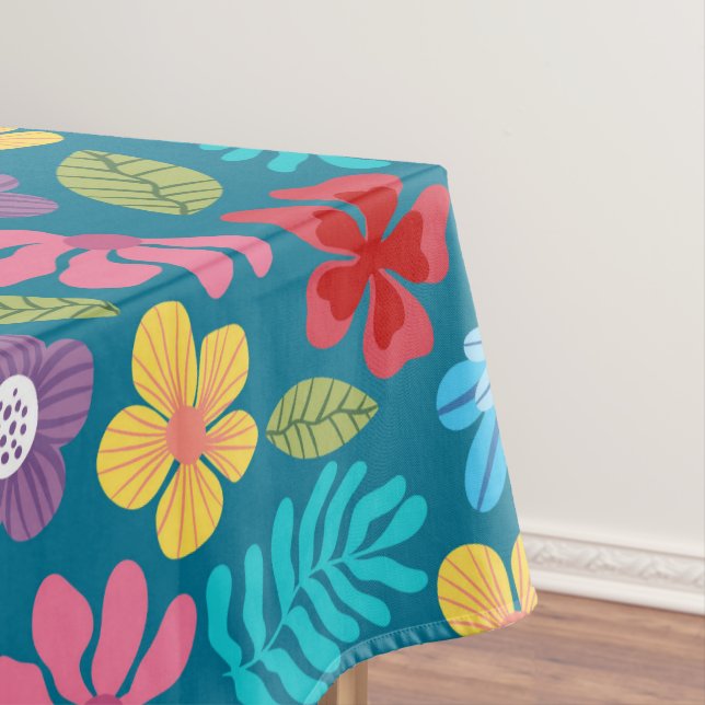 Colourful abstract flowers pattern tablecloth (In Situ)