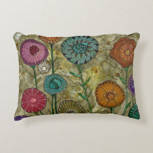 Colourful Abstract Flowers Throw Pillow