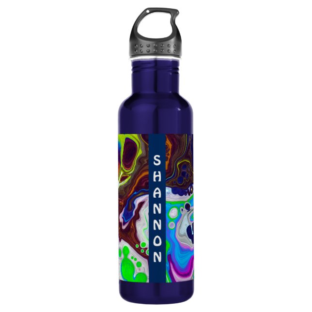 Colourful Abstract Fluid Art Marble Personalised   710 Ml Water Bottle (Front)