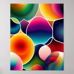 Colourful abstract fluid shapes organic geometric  poster
