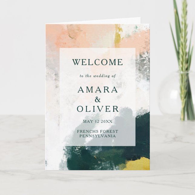 Colourful Abstract Folded Wedding Program Programme (Front)