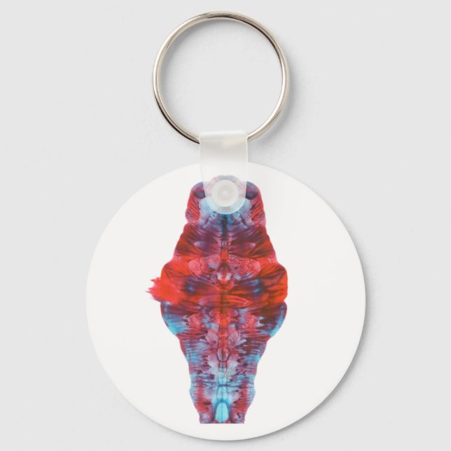 Colourful Abstract Folding Paint Symmetry by Karee Key Ring (Front)