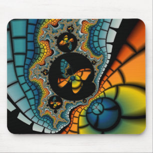 colourful abstract Fractal Butterfly Cacoon Mouse Mat