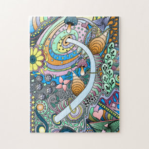 Colourful Abstract Fun Bright Original Art Jigsaw  Puzzle