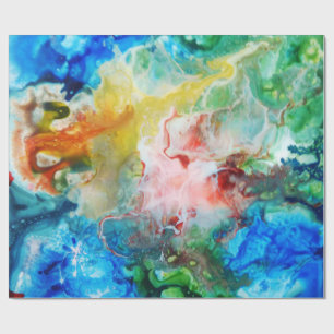 Colourful abstract galaxy painting wrapping paper