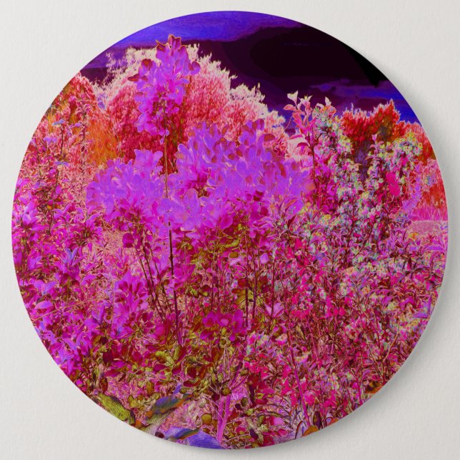 Colourful Abstract Garden with Purple Sunset 6 Cm Round Badge (Front)