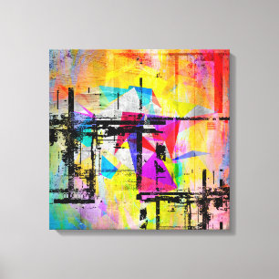 Colourful Abstract Geometric Abstract Landscape Canvas Print