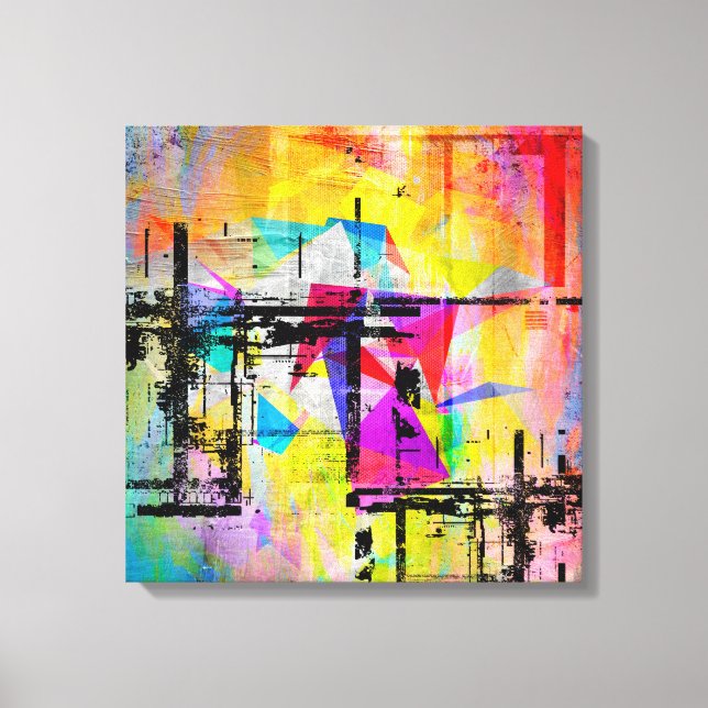 Colourful Abstract Geometric Abstract Landscape Canvas Print (Front)