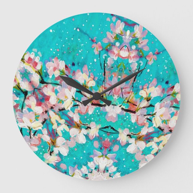 Colourful Abstract Geometric Background Pattern Large Clock (Front)