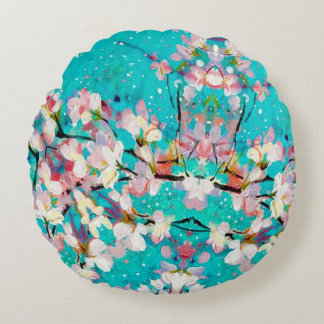 Colourful Abstract Geometric Background Pattern Round Cushion