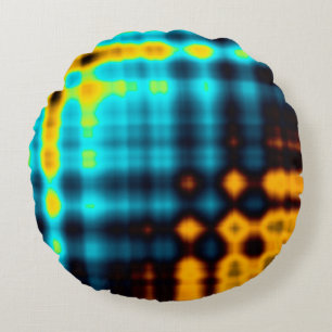 Colourful abstract geometric background with patte round cushion