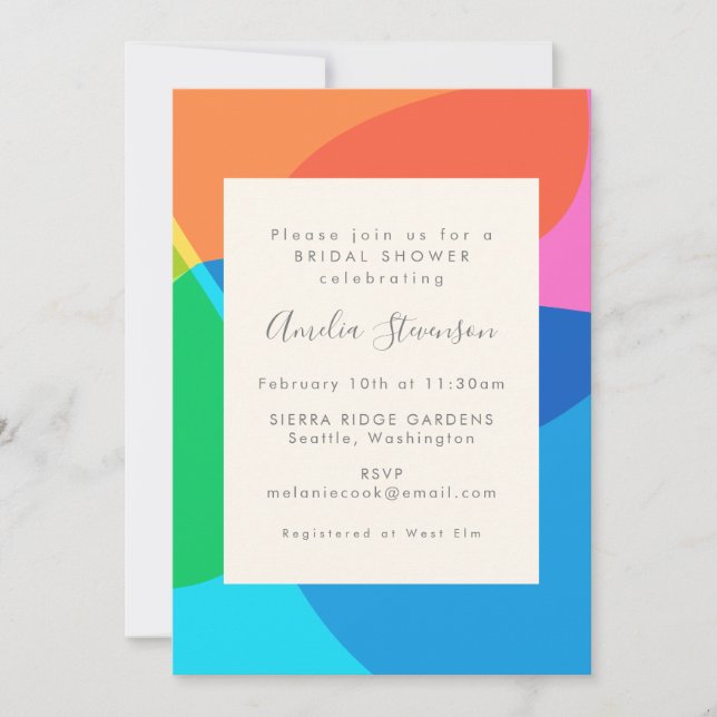 Colourful Abstract Geometric Bridal Shower Invitation (Front)