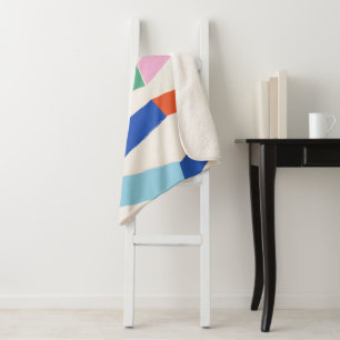 Colourful Abstract Geometric Chevron Pattern Sherpa Blanket