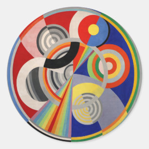 colourful abstract geometric circles 1930s paintin classic round sticker