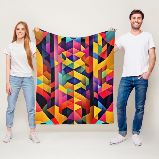 Colourful Abstract Geometric Fleece Blanket (In Situ)