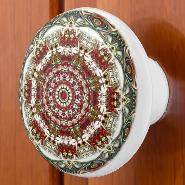 Colourful Abstract Geometric Fractal Oriental Styl Ceramic Knob (Creator Uploaded)