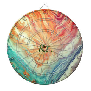 Colourful abstract geometric marble add name lette dartboard