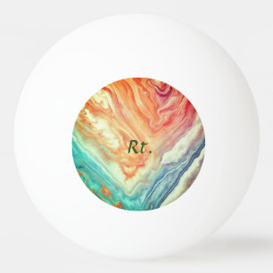 Colourful abstract geometric marble add name lette ping pong ball