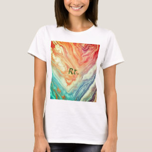 Colourful abstract geometric marble add name lette T-Shirt