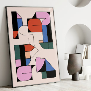 Colourful Abstract Geometric Modern Shapes Art  Poster