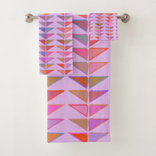 Colourful Abstract Geometric Painting in Lavender Bath Towel Set