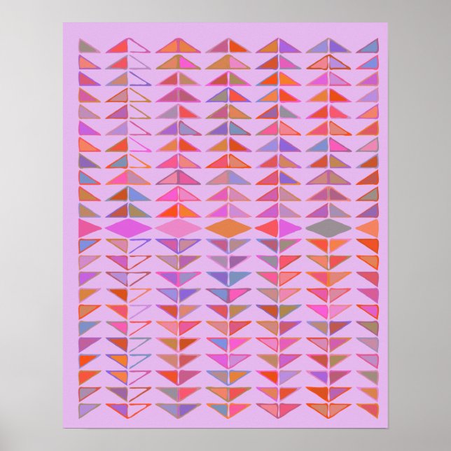 Colourful Abstract Geometric Painting in Lavender Poster (Front)