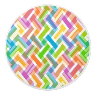 Colourful Abstract Geometric Pattern Ceramic Knob