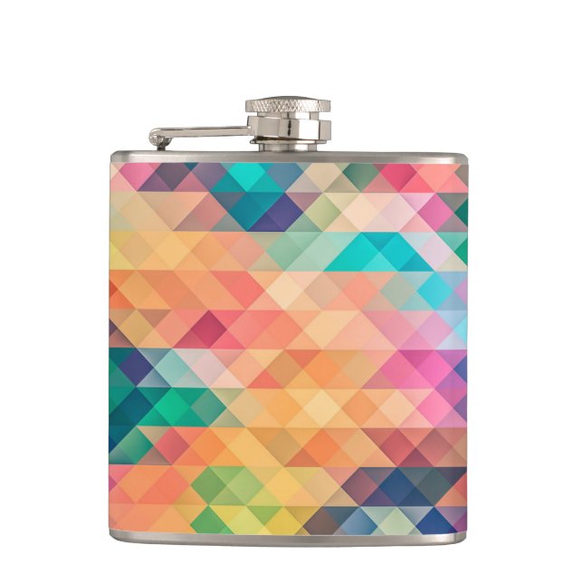 Colourful Abstract Geometric Pattern Hip Flask (Front)