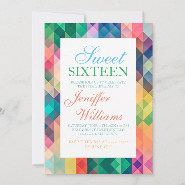 Colourful Abstract Geometric Pattern.              Invitation (Front)