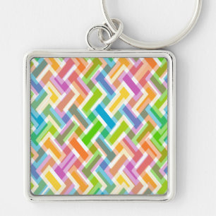 Colourful Abstract Geometric Pattern Key Ring