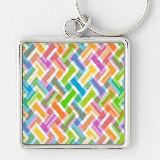 Colourful Abstract Geometric Pattern Key Ring (Front)