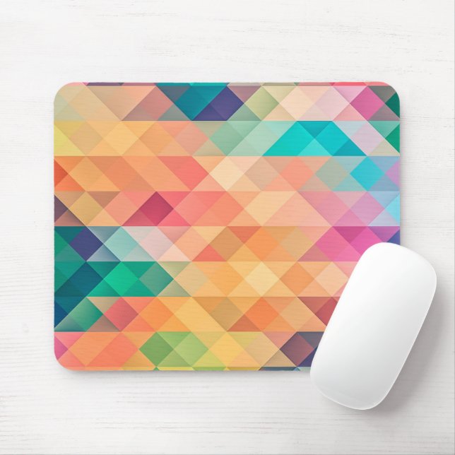 Colourful Abstract Geometric Pattern Mouse Mat (With Mouse)