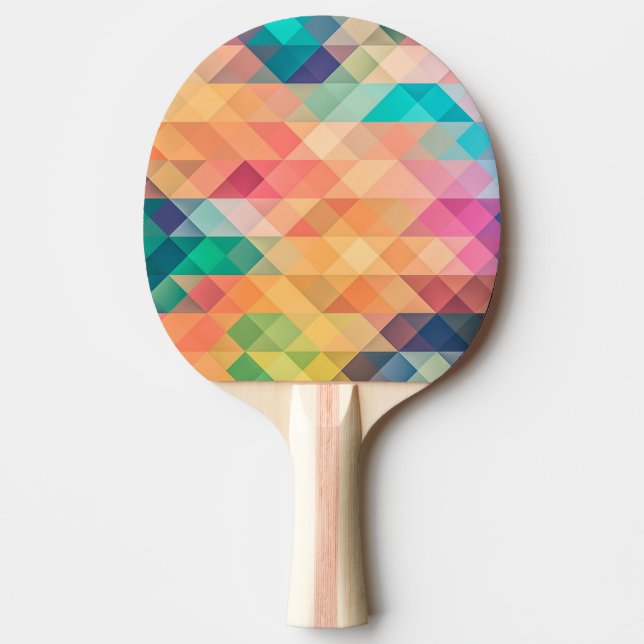 Colourful Abstract Geometric Pattern Ping Pong Paddle (Front)