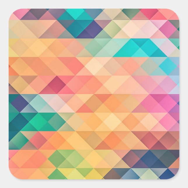 Colourful Abstract Geometric Pattern Square Sticker (Front)