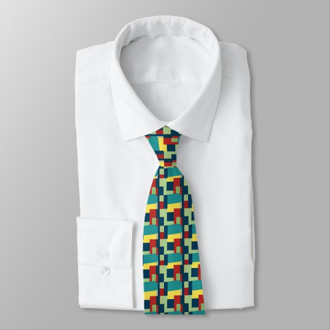 Colourful Abstract Geometric Pattern Tie (Tied)