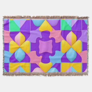 Colourful Abstract Geometric Patterns Throw Blanket