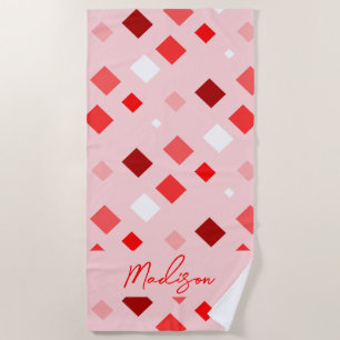 Colourful Abstract Geometric Personalised Beach Towel