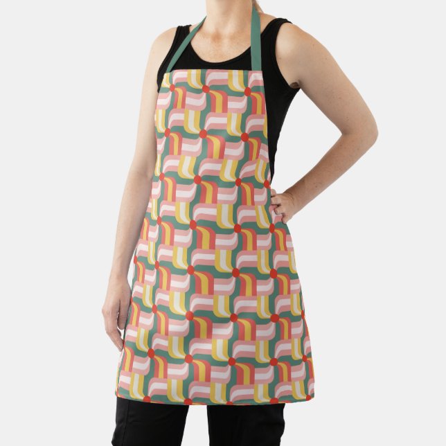 Colourful Abstract Geometric Pinwheels Apron (Insitu)