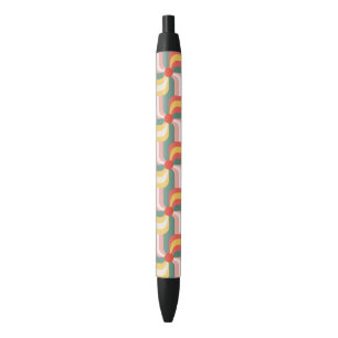 Colourful Abstract Geometric Pinwheels Black Ink Pen