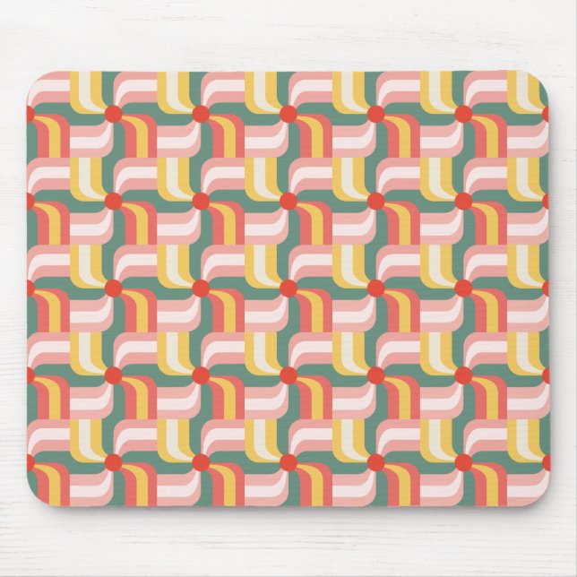 Colourful Abstract Geometric Pinwheels Mouse Mat (Front)