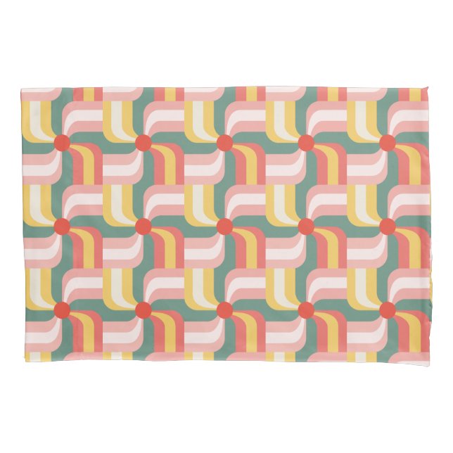 Colourful Abstract Geometric Pinwheels Pillowcase (Front)