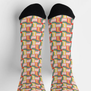 Colourful Abstract Geometric Pinwheels Socks