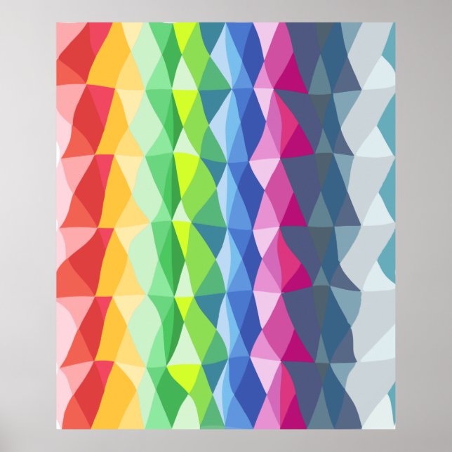 Colourful Abstract Geometric Rainbow Prism Art Poster (Front)