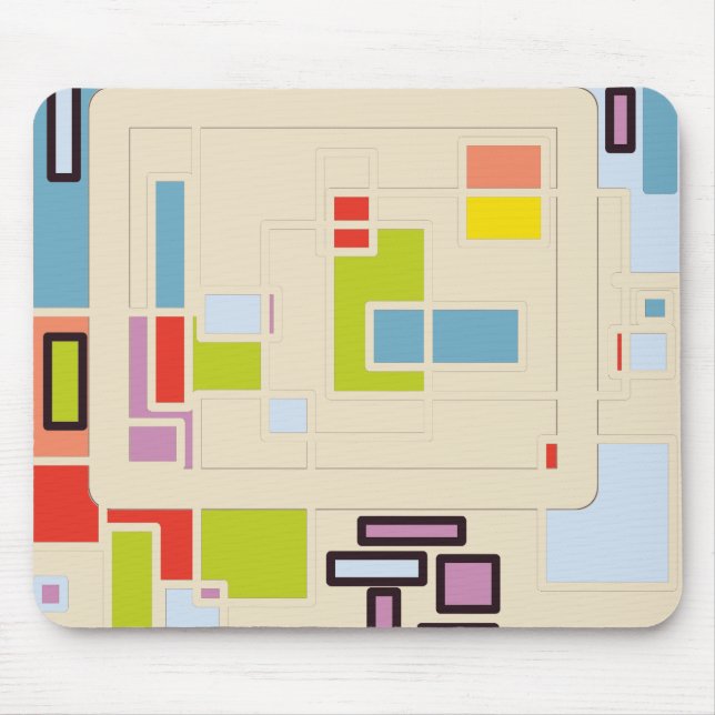 Colourful Abstract Geometric Rectangle Pattern Art Mouse Mat (Front)