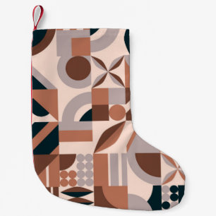 Colourful abstract geometric shape mosaic backgrou small christmas stocking