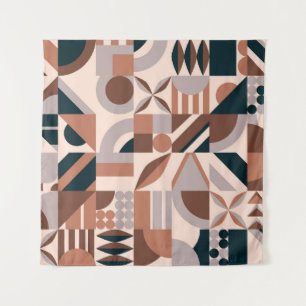 Colourful abstract geometric shape mosaic backgrou tapestry