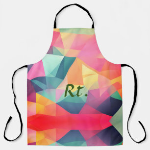 Colourful abstract geometric shapes add letter nam apron