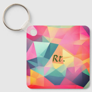 Colourful abstract geometric shapes add letter nam key ring