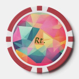 Colourful abstract geometric shapes add letter nam poker chips