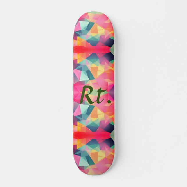 Colourful abstract geometric shapes add letter nam skateboard (Front)